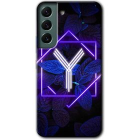 Samsung Galaxy S22 Dark Neon Yaprak Y Harfi Baskılı Uyumlu Silikon Kılıf