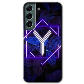 Samsung Galaxy S22 Dark Neon Yaprak Y Harfi Baskılı Uyumlu Silikon Kılıf