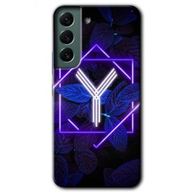 Samsung Galaxy S22 Dark Neon Yaprak Y Harfi Baskılı Uyumlu Silikon Kılıf