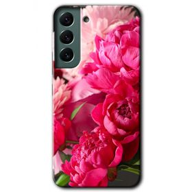 Samsung Galaxy S22 Kırmızı Beyaz Gül Baskılı Uyumlu Silikon Kılıf