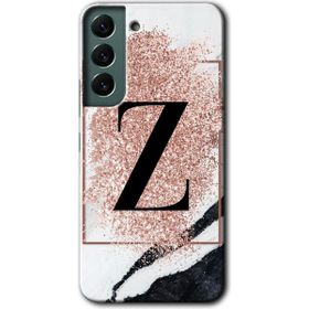 Samsung Galaxy S22 Pembe Mermer Desenli Z Harfi Baskılı Uyumlu Silikon Kılıf