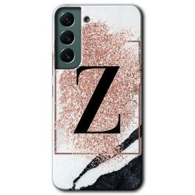 Samsung Galaxy S22 Pembe Mermer Desenli Z Harfi Baskılı Uyumlu Silikon Kılıf
