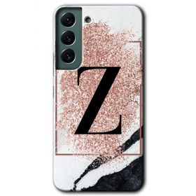 Samsung Galaxy S22 Pembe Mermer Desenli Z Harfi Baskılı Uyumlu Silikon Kılıf