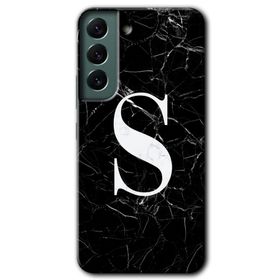Samsung Galaxy S22 Siyah Mermer Desenli Ş Harfi Baskılı Uyumlu Silikon Kılıf