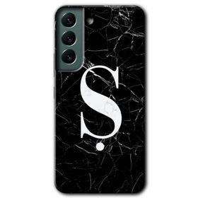 Samsung Galaxy S22 Siyah Mermer Desenli Ş Harfi Baskılı Uyumlu Silikon Kılıf