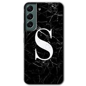 Samsung Galaxy S22 Siyah Mermer Desenli Ş Harfi Baskılı Uyumlu Silikon Kılıf