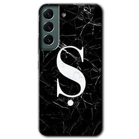 Samsung Galaxy S22 Siyah Mermer Desenli Ş Harfi Baskılı Uyumlu Silikon Kılıf