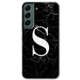 Samsung Galaxy S22 Siyah Mermer Desenli Ş Harfi Baskılı Uyumlu Silikon Kılıf