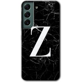 Samsung Galaxy S22 Siyah Mermer Desenli Z Harfi Baskılı Uyumlu Silikon Kılıf