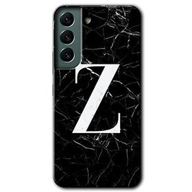 Samsung Galaxy S22 Siyah Mermer Desenli Z Harfi Baskılı Uyumlu Silikon Kılıf