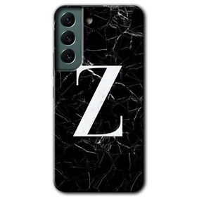 Samsung Galaxy S22 Siyah Mermer Desenli Z Harfi Baskılı Uyumlu Silikon Kılıf