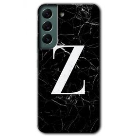 Samsung Galaxy S22 Siyah Mermer Desenli Z Harfi Baskılı Uyumlu Silikon Kılıf