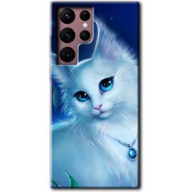 Samsung Galaxy S22 Ultra Cat Glance Baskılı Uyumlu Silikon Kılıf