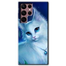 Samsung Galaxy S22 Ultra Cat Glance Baskılı Uyumlu Silikon Kılıf