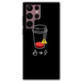 Samsung Galaxy S22 Ultra Coffee Battery Baskılı Uyumlu Silikon Kılıf