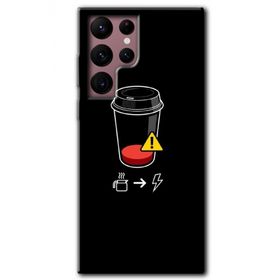 Samsung Galaxy S22 Ultra Coffee Battery Baskılı Uyumlu Silikon Kılıf
