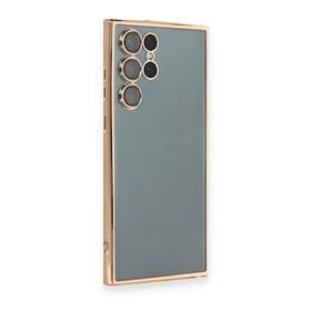 Samsung Galaxy S22 Ultra Razer Lensli Silikon - Gold Cep Telefonu Kılıfı