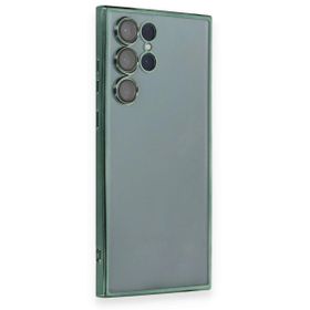 Samsung Galaxy S22 Ultra Razer Lensli Silikon - Yeşil Cep Telefonu Kılıfı