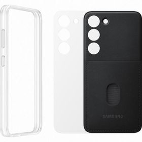 Samsung Galaxy S23 Çerçeveli & Kart Yuvalı Siyah Telefon Kılıfı