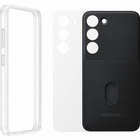 Samsung Galaxy S23 Çerçeveli & Kart Yuvalı Siyah Telefon Kılıfı