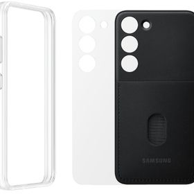 Samsung Galaxy S23 Çerçeveli & Kart Yuvalı Siyah Telefon Kılıfı