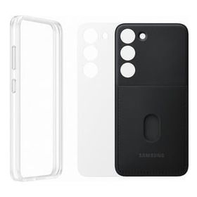 Samsung Galaxy S23 Çerçeveli & Kart Yuvalı Siyah Telefon Kılıfı