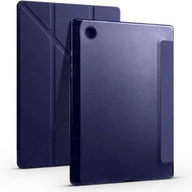 Samsung Galaxy Tab A8 10.5 SM-X200 Standlı Tri Folding Kalemlikli Silikon Smart Cover Lacivert Tablet Kılıfı