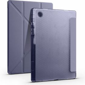 Samsung Galaxy Tab A8 10.5 SM-X200 Standlı Tri Folding Kalemlikli Silikon Smart Cover Mor Tablet Kılıfı