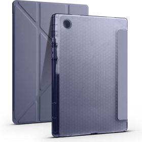 Samsung Galaxy Tab A8 10.5 SM-X200 Standlı Tri Folding Kalemlikli Silikon Smart Cover Mor Tablet Kılıfı