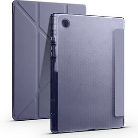 Samsung Galaxy Tab A8 10.5 SM-X200 Standlı Tri Folding Kalemlikli Silikon Smart Cover Mor Tablet Kılıfı