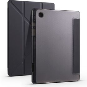 Samsung Galaxy Tab A8 10.5 SM-X200 Standlı Tri Folding Kalemlikli Silikon Smart Cover Siyah Tablet Kılıfı