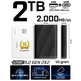 Samsung MU-PG2T0B T9 2 TB USB 3.2 Siyah Taşınabilir SSD
