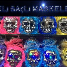 Samur 1 Adet Karışık Renk Cadılar Bayramı Işıklı Halloween Kuru Kafa Maskesi