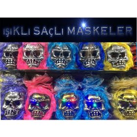 Samur 1 Adet Karışık Renk Cadılar Bayramı Işıklı Halloween Kuru Kafa Maskesi