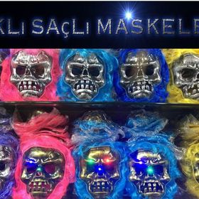 Samur 1 Adet Karışık Renk Cadılar Bayramı Işıklı Halloween Kuru Kafa Maskesi