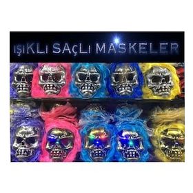 Samur 1 Adet Karışık Renk Cadılar Bayramı Işıklı Halloween Kuru Kafa Maskesi