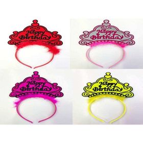 Samur 12 Adet Happy Birthday Yazılı Neon Renk Taç