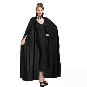 Samur 120 cm Siyah Yakalı Yetişkin Saten Pelerin