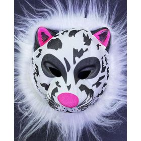 Samur 22X19 cm Beyaz Peluş Saçlı Kırılmaz Yumuşak Tiger Kaplan Maskesi