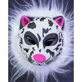 Samur 22X19 cm Beyaz Peluş Saçlı Kırılmaz Yumuşak Tiger Kaplan Maskesi