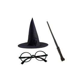 Samur 3'lü Set Harry Potter Siyah Şapkası Harry Potter Gözlüğü Harry Potter Asası