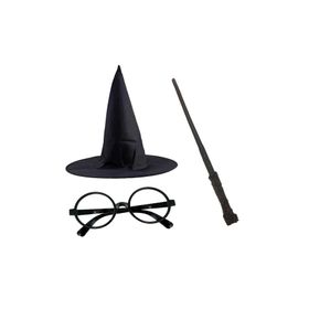 Samur 3'lü Set Harry Potter Siyah Şapkası Harry Potter Gözlüğü Harry Potter Asası