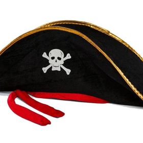 Samur 50x20 cm Yetişkin Boy Kadife Jack Sparrow Denizci Korsan Şapkası