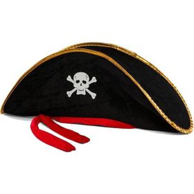 Samur 50x20 cm Yetişkin Boy Kadife Jack Sparrow Denizci Korsan Şapkası