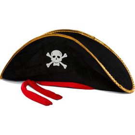 Samur 50x20 cm Yetişkin Boy Kadife Jack Sparrow Denizci Korsan Şapkası
