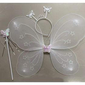 Samur 50x37 cm Beyaz Renk Kelebek Kanadı Tacı ve Sopası
