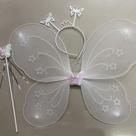 Samur 50x37 cm Beyaz Renk Kelebek Kanadı Tacı ve Sopası