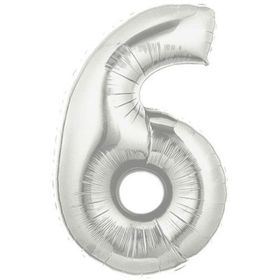 Samur 6 Numara Şekilli Supershape Silver Rakam Folyo Balon