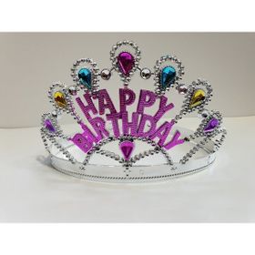 Samur 60 cm Gümüş Renk Happy Birthday Yazılı Doğum Günü Tacı