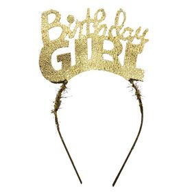 Samur Altın Renk Birthday Girl Yazılı Parti Kızı Doğum Günü Tacı